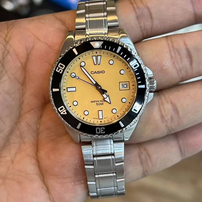 Casio Standard Japan Quartz Salmon Dial Watch-  MDV-10D-4A2V